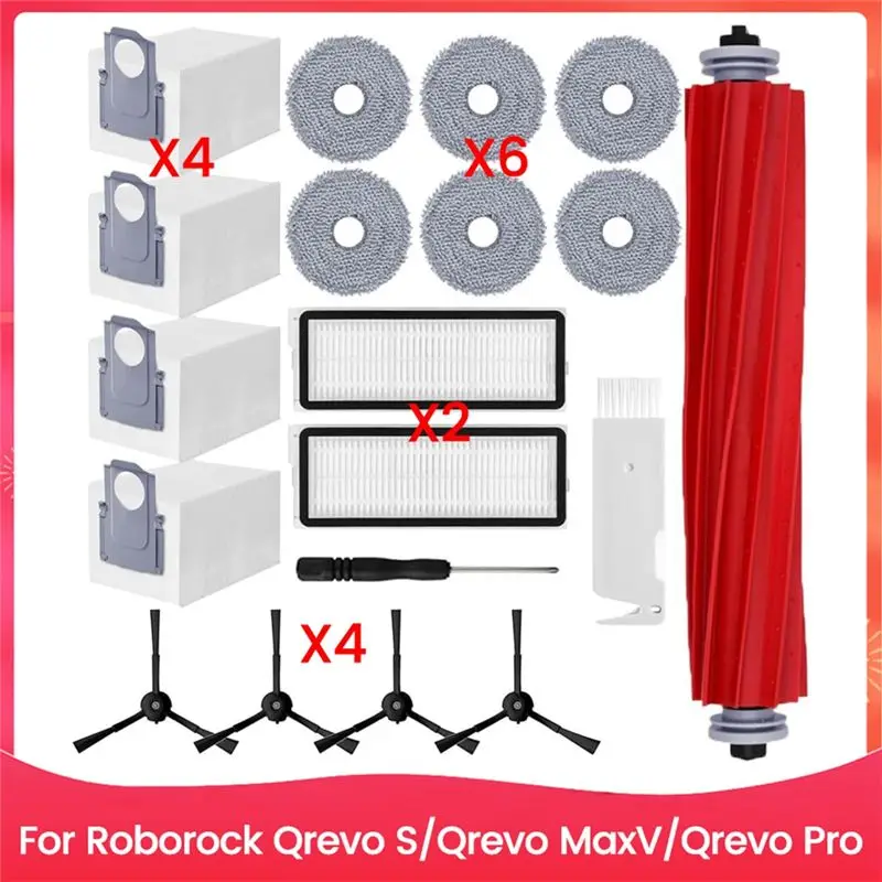 

AEE2-For Roborock Qrevo S/Qrevo Maxv/Qrevo Pro Main Side Brush Hepa Filter Mop Cloth Replacement Parts Accessories