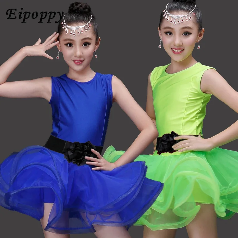 New children's female Latin dance costumes dance show skirt dress competition practice suit grading service short-sleeved