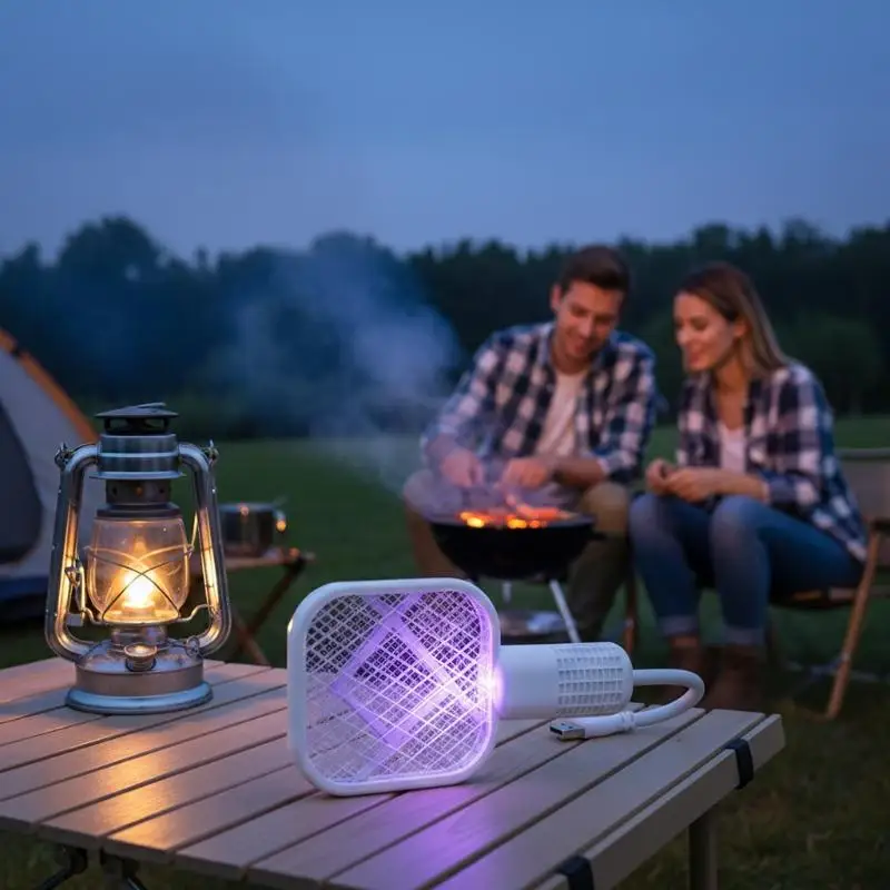 Electric Mosquito Killer Swatter Racket with USB Charging UV Trap for Indoor Bedroom Efficient Pest Control Appliance