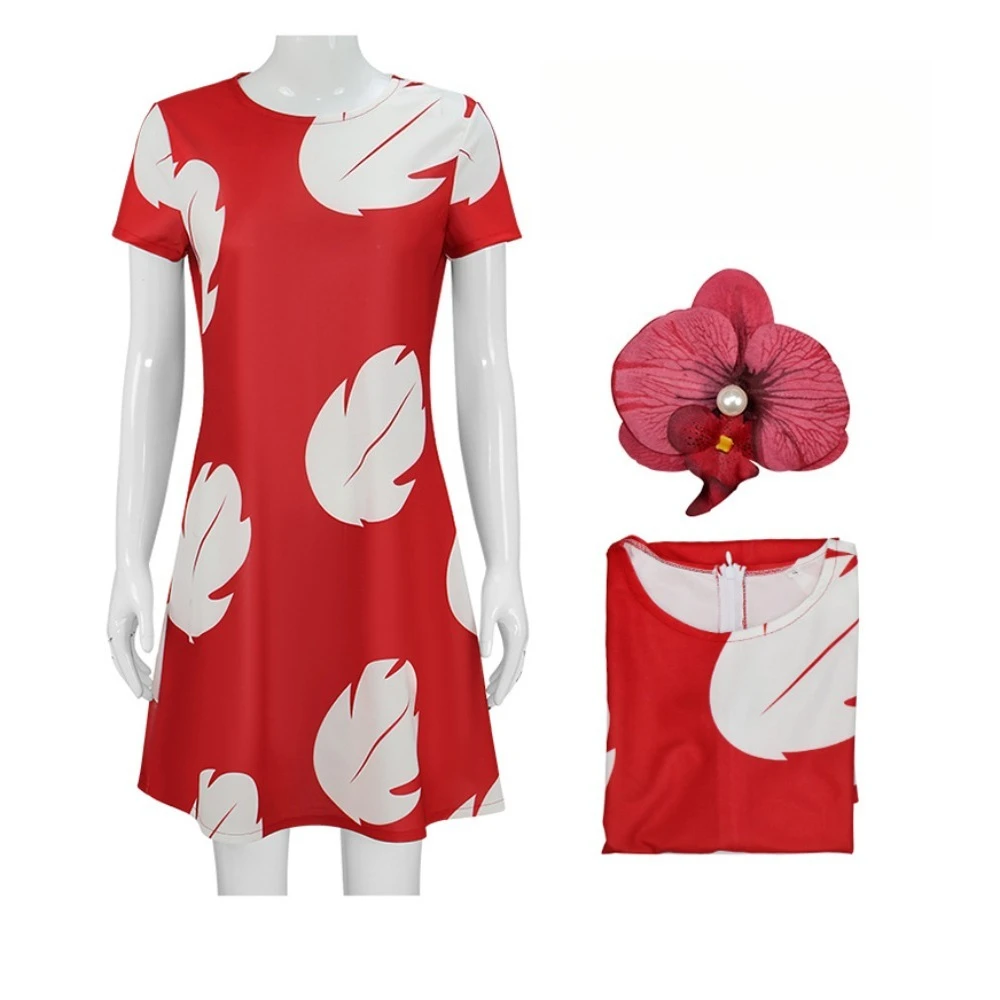 

Lilo Leaf Dress Cosplay Costume Disguise for Women Dresses Short Sleeve Pajamas Roleplay Outfit Halloween Carnival Suit