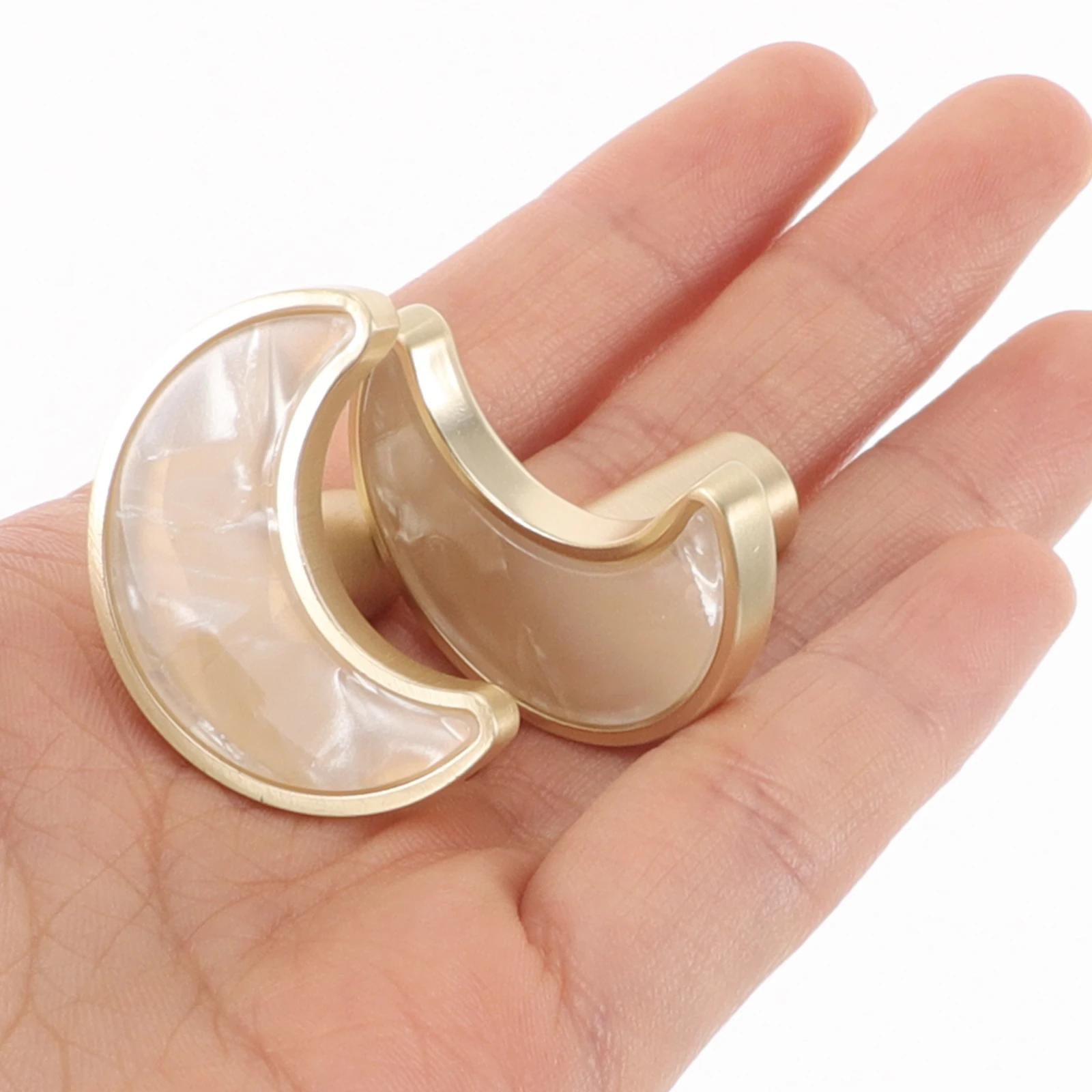 

1Pair Moon Shaped Zinc Alloy Handles Modern Single Hole Cabinet Drawer Pulls for Wardrobe Kitchen Dresser Hardware