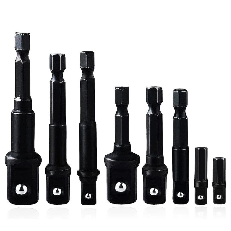 

8pc Tools Wind Screwdriver Hexagonal Handle To Square Head Adapter Rod Rivet Bead Connecting Rod Socket Set