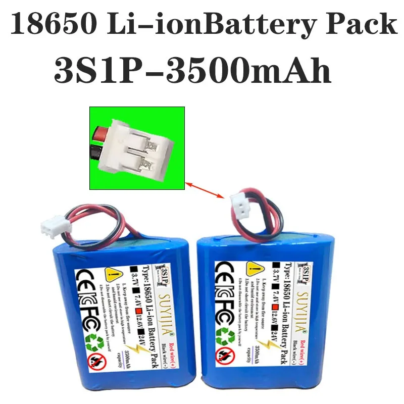 18650 makes 3S1P-18650 Eddie lithium-ion battery, 3S1P/12.6V/3500mAh/11.1V, used for: CCTV, cameras, backup power supply