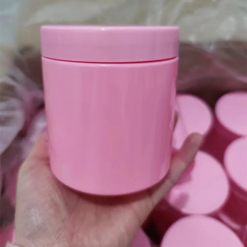 12pcs 300/500ml Refillable Bottles Travel Face Cream Lotion Cosmetic Container Pink Plastic Empty Makeup Jar Pot