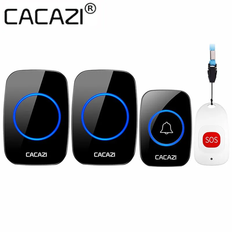 

CACAZI 60 chimes,110db,5 volume Smart Home Wireless Pager Doorbell Old Man Emergency Alarm 80m Remote Call Bell US EU UK Plug