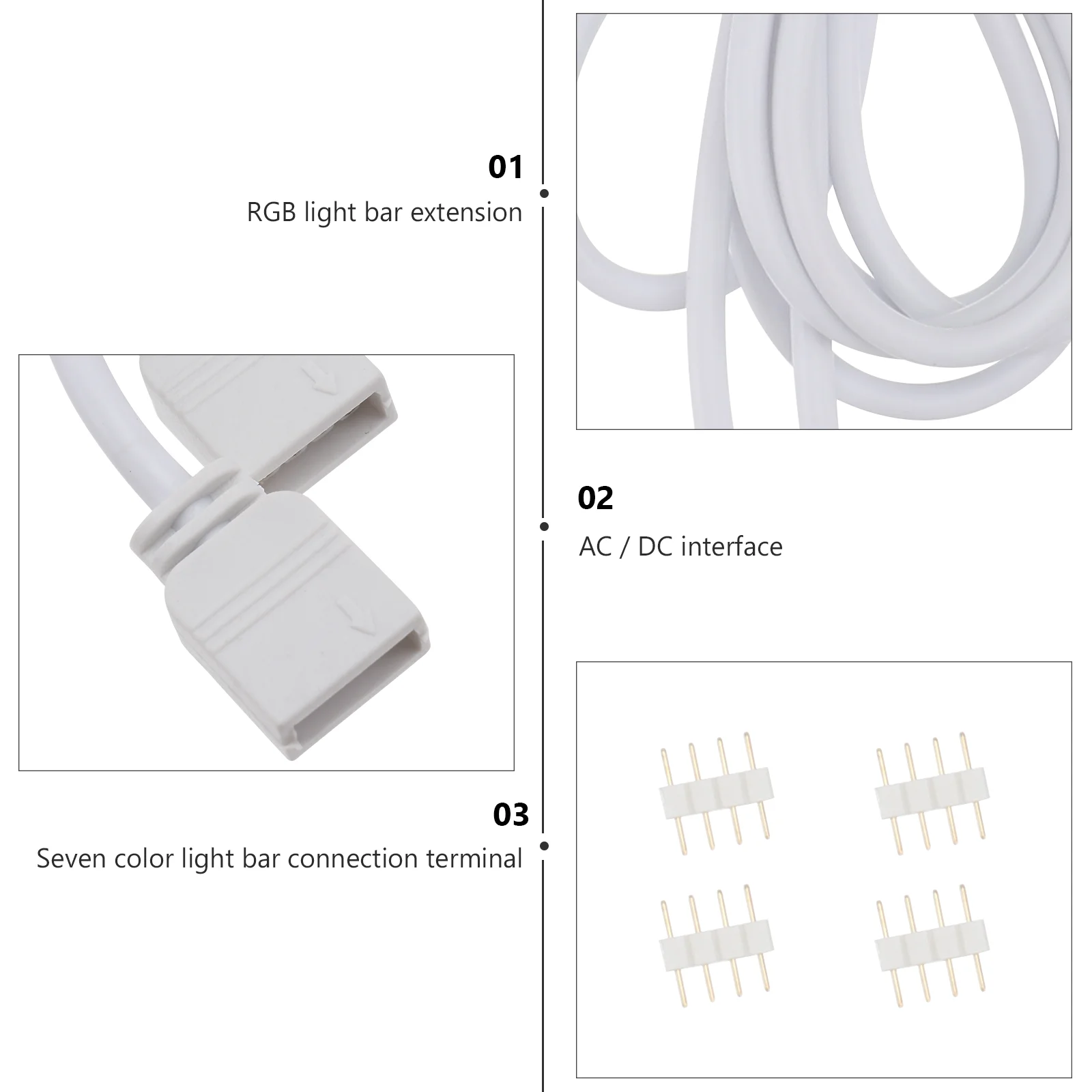 

4Pcs LED Strip Extension Cord Connector for Smd 5050 3528 Rgb Light Strip Extension Cable Durable Flexible PVC No Welding