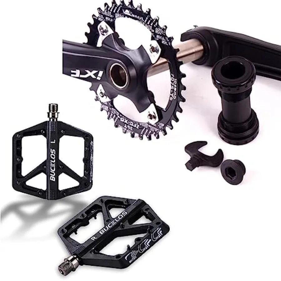 

IXF 104 BCD 38T Mountain Bike Crankset with 170MM Crank Arms and BB Bolts Lightweight Nylon Fiber BMX Pedals for Mountain and R