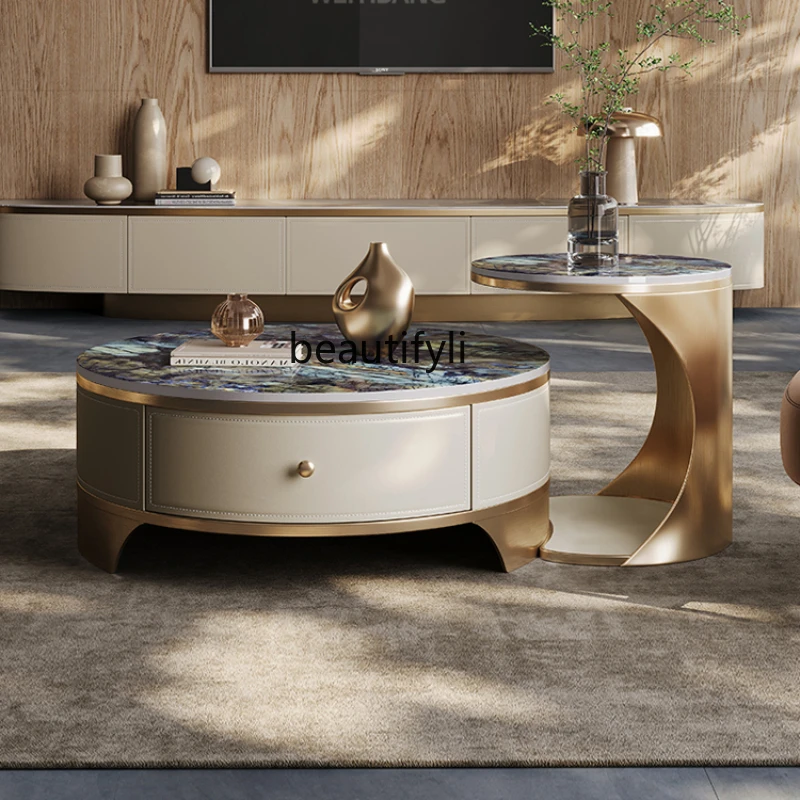 

Light Luxury Modern High-End Sense Tea Table Living Room Home Coffee Table High-End round Tea Table