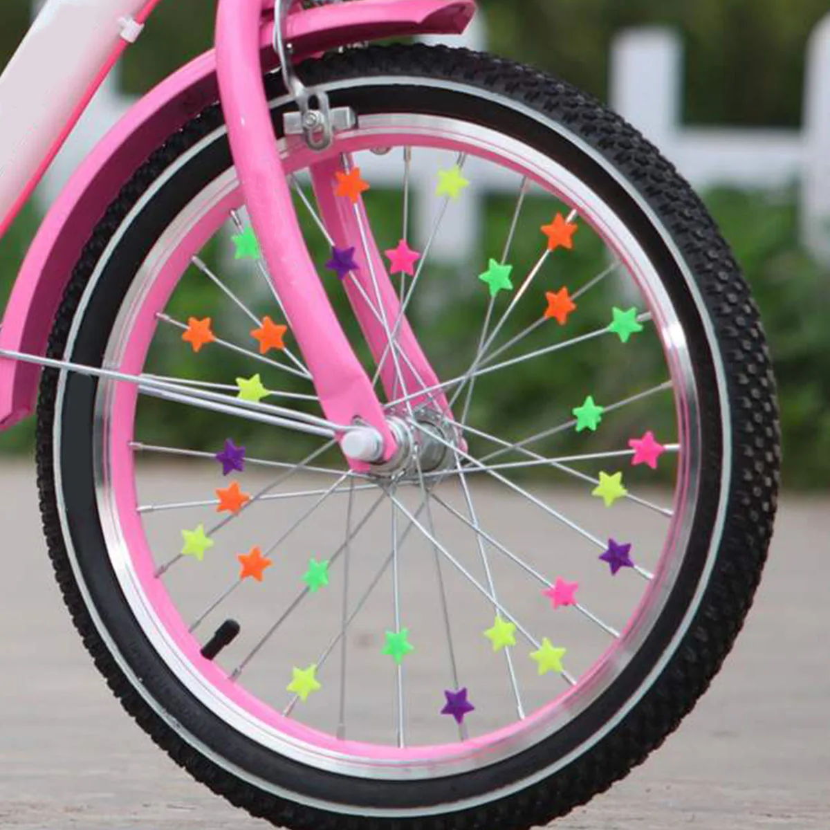 

36pcs Multi-Color Plastic Bike Wheel Stars Clips Ornament For Bicycle Front/Back Wheels Easy Clip On Design Beads With