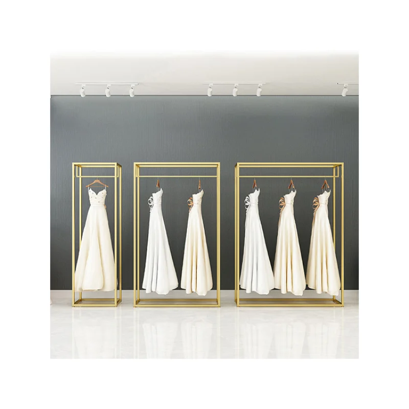

Customize.Kainice Retail Store Fixture Hanging Clothes Custom Shop Design Metal Gold Clothing Dress Display Rack