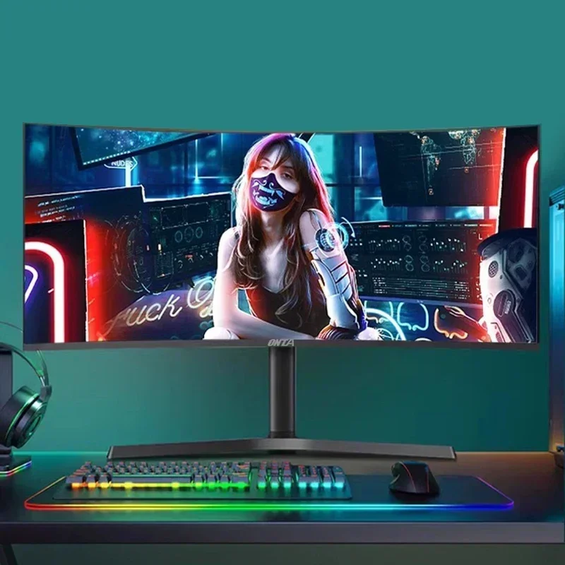 34 38 49 polegadas 4K 144Hz anti-luz azul tela curvada jogo base de levantamento e rotação