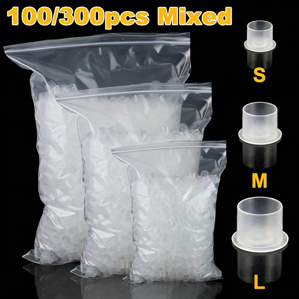 

300/100pcs Tattoo Ink Cups Caps Disposable Microblading Tattoo Permanent Makeup Pigment Holder Container Caps Tattoo Accessories