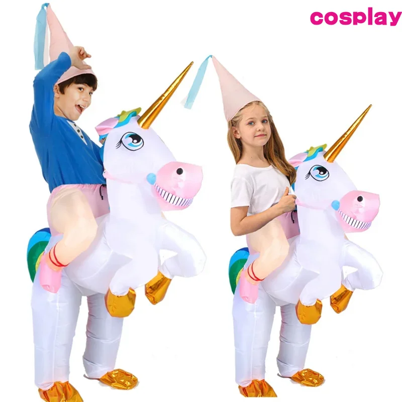 Kids Unicorn Inflatable Costume Carnival Halloween Child Girls Boys Animal Mascot Anime Party Cosplay Costumes Dress Suit C
