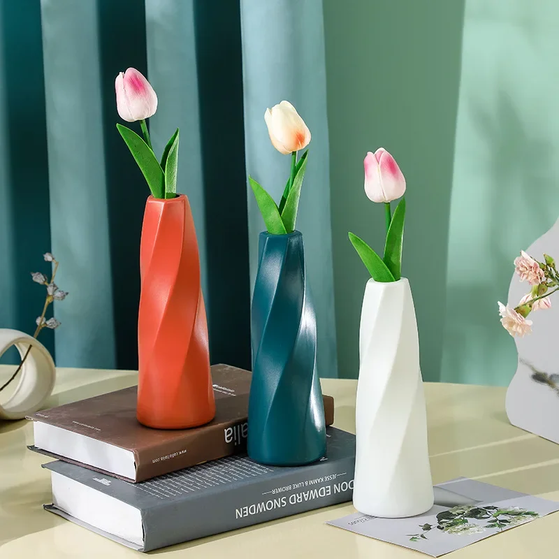 Flower Vase Modern Plastic Vase Flower Pot Bsket Nordic Home Livingroom Decoration Ornament Flower Arrangement Home Decoration