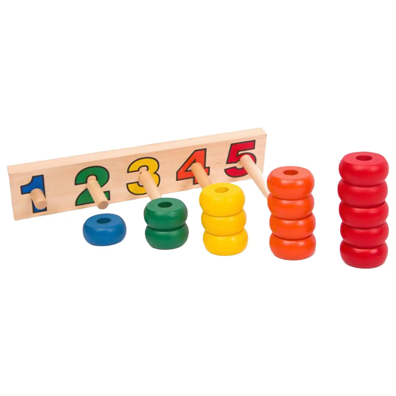 Wooden Number Blocks Toy Montessori Developmental Math Manipulatives Wooden Stacking Rings for Decomposition Collection Addition