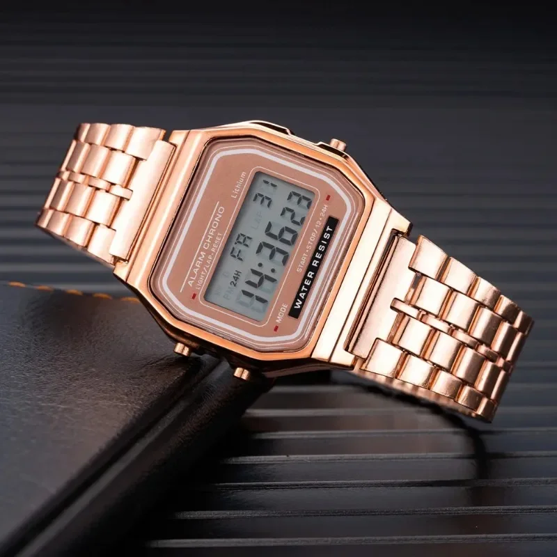 Zegarek sportowy męski cyfrowy Led moda luksusowy kwadratowy zegarek ze stali nierdzewnej elektroniczne zegarki damskie męski zegar Reloj Hombre