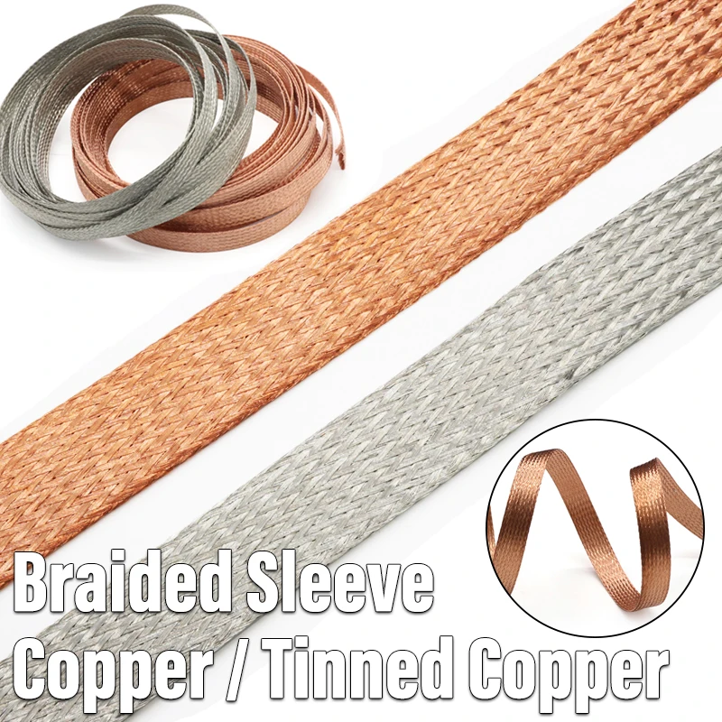 1~20m Copper / Tinned Copper Braided Sleeve Width2 4 6 8 10 12 14 16 18 20 25 28mm Screening Signal Insulated Cable Metal Sheath