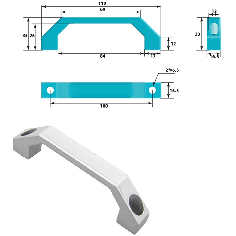 1 Pc AluminumAlloy U-Shaped Cabinet Door Handle Luggage Furniture Wardrobe For Window Furniture Hardware