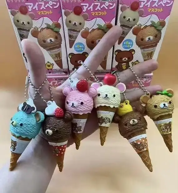 

Super Cute Little Bear Rilakkuma SAN-X Casual Bear Ice Cream Ball Pen Original Ball Pen Doll Pendant Action Figure Model Toys
