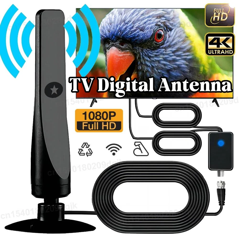 

4K 1080P HD цифровая ТВ-антенна, комнатная усиленная высоким коэффициентом усиления, 50 миль, усилитель 25DBI, быстрый отклик, уличный антенна