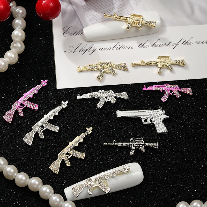27pcs 9 Styles Luxury Nail Charms Gun Gold Glitter Rhinestones Crystal DIY Jewelry Manicure 3D Nail Art Decoration