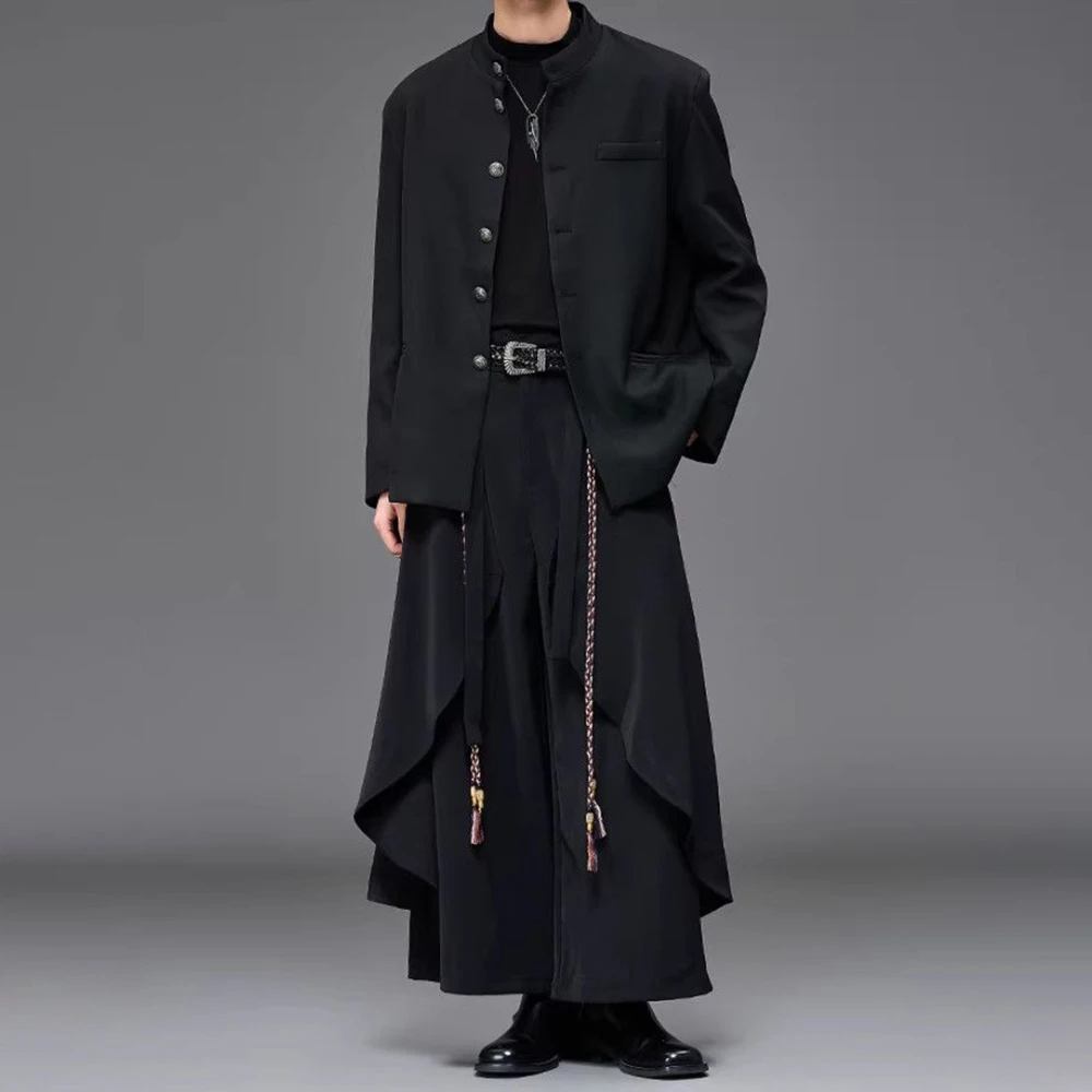 Chaqueta de Manga Larga para Hombre, Color Sólido, Estilo Retro Chino, a la Moda, Casual, Holgada, Primavera 2026
