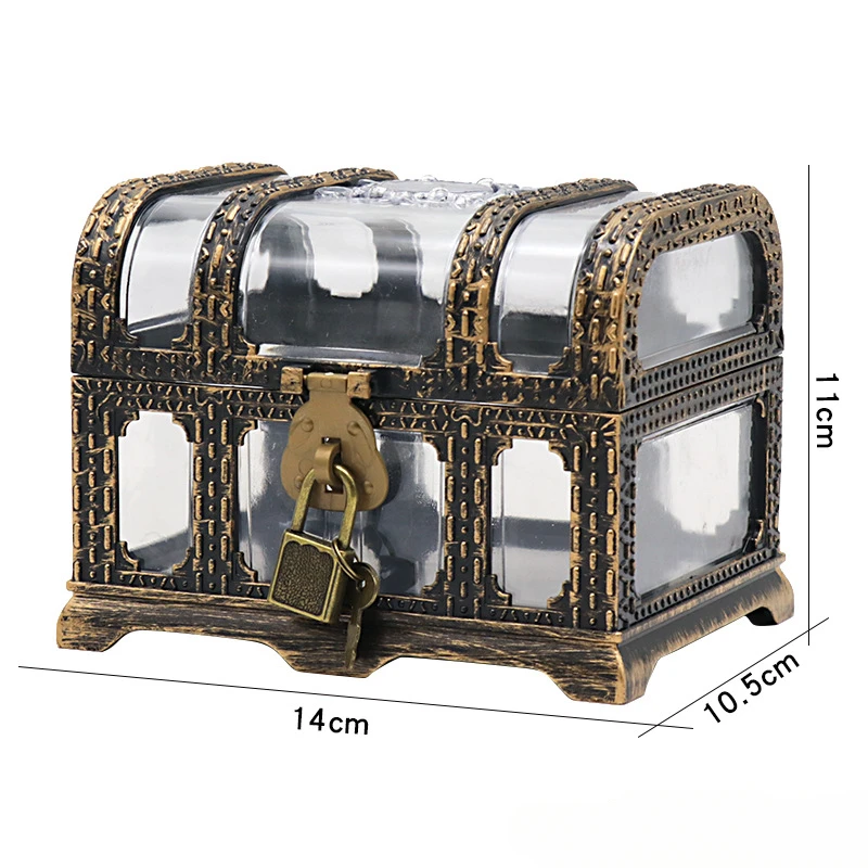 Pirate Treasure Chest with Lock and Key Toy Treasure Box for Party Favors Classroom Rewards Decorative Figurines