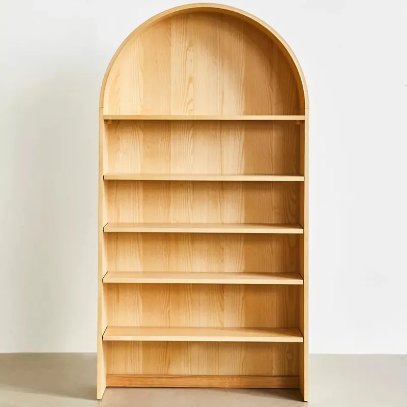 American arched bookshelf French retro solid wood side cabinet decoration Nordic solid wood storage cabinet simple modern locker
