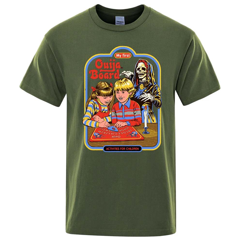 

M My First Ouija Board Comics Printed T Shirt Man Casual Loose T-Shirt Summer Casual Hip Hop Tee Clothes Fashion Loose Mens Tops