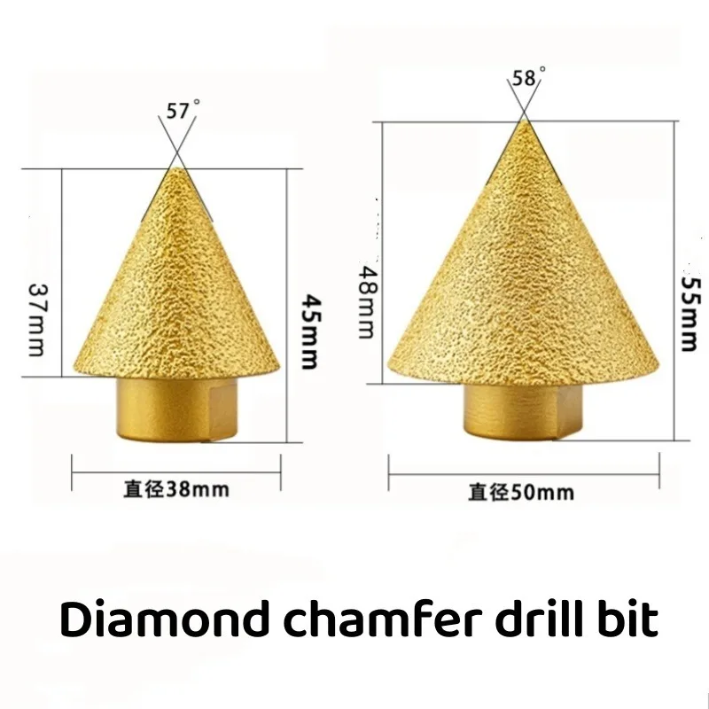 M10 Thread Carve Polishing Diamond Beveling Chamfer Bit 38/50mm Cone Punching Expanding Drill Bit Grinding Wheel