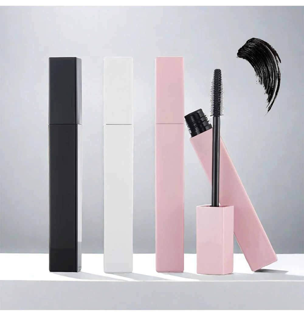 Private Label Mascara Custom Logo Square Pink Tube Long-lasting Bulk Plump Thicking Non-smudged Waterproof Lengthen Curly Makeup