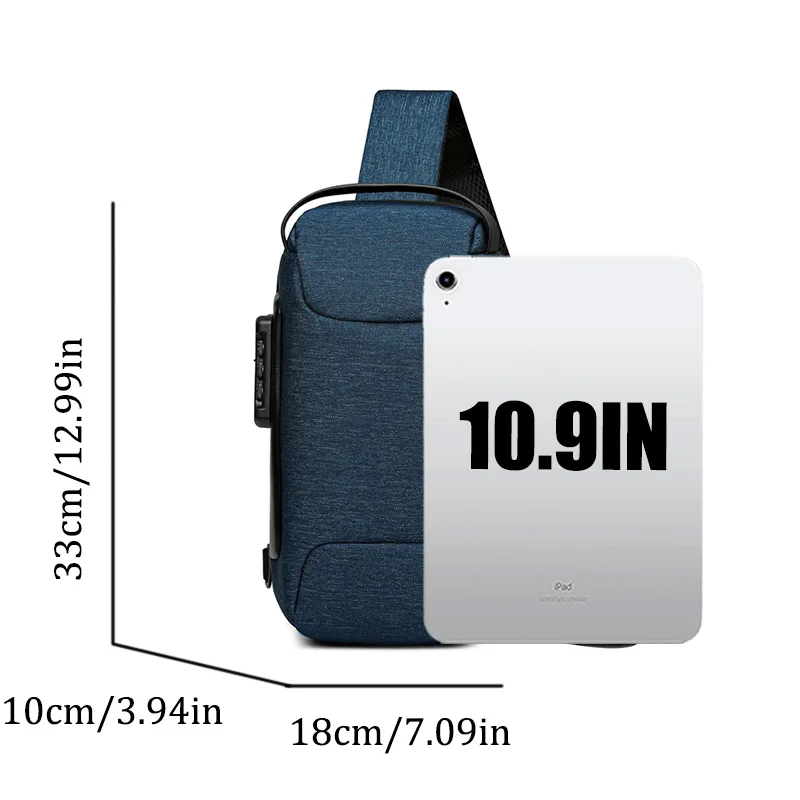 حقيبة صدر عملية للجنسين من النايلون خفيفة الوزن مع قفل مضاد للسرقة ومنفذ USB حقيبة حبال متعددة الجيوب للتنقل والسفر #2