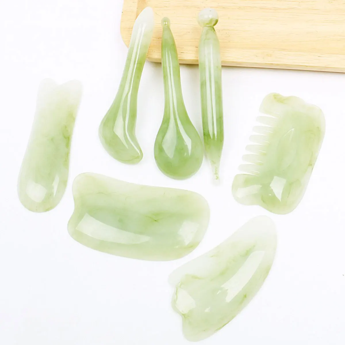 7Pcs Facial Guasha Scraper Set Natural Resin Massage Tools Relax Muscle Fatigue Beauty Therapy Spa Care Gift Scrapping Plate