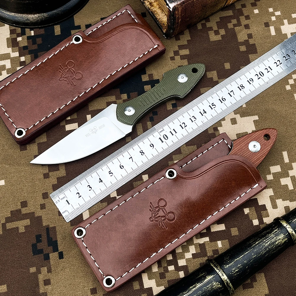 GMF3 Straight Knife D2 Steel Blade G10 Handle with Sheath Portable Hand Tool for Camping Trekking Backpacking BBQ Field Work DIY Craft Exploration Picnic Garden Maintenance Outdoor Gathering Forest Trip Lakeside Hike Outdoor Leisure Activities