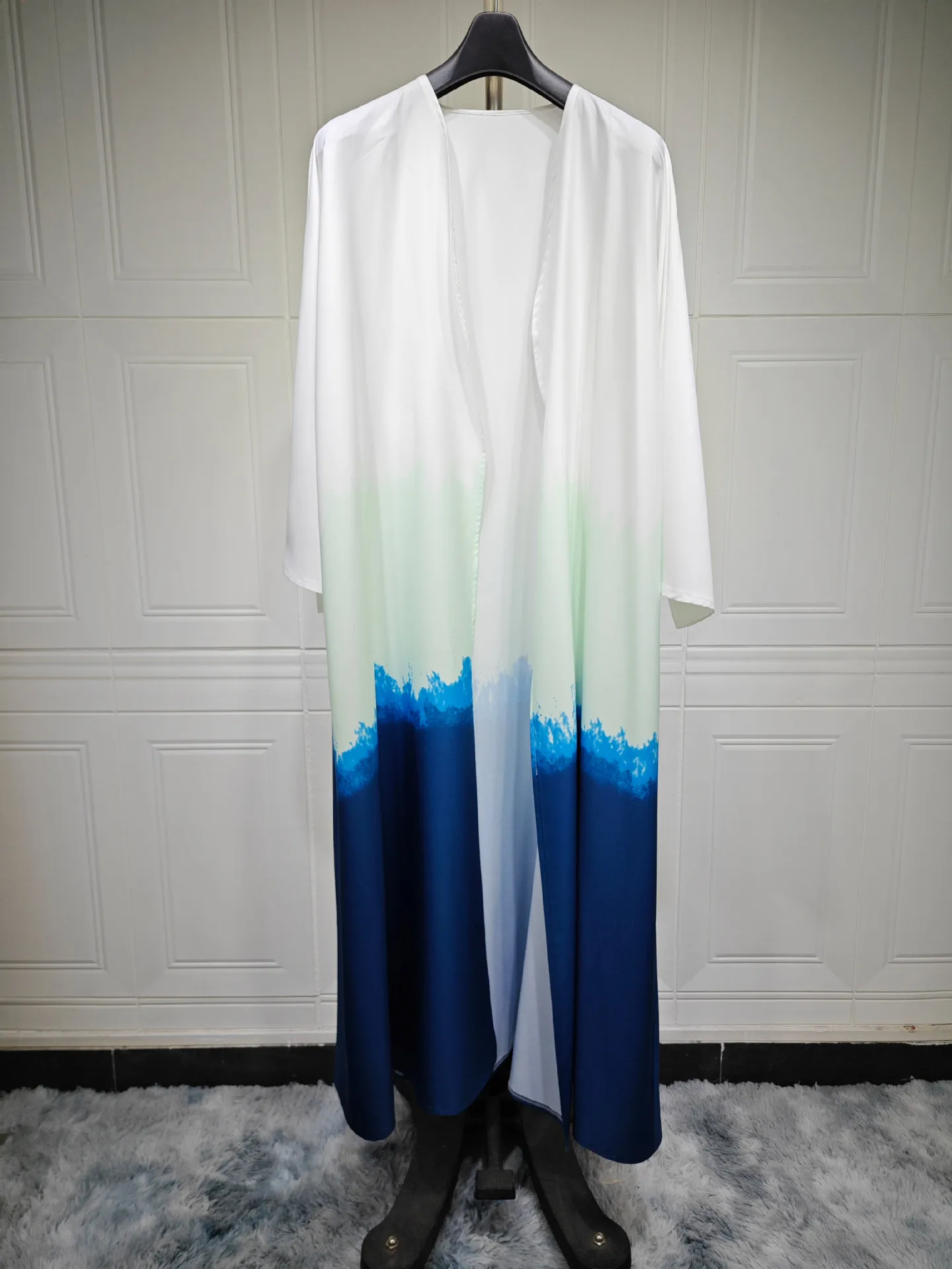 New Muslim Fashion Tie Dyed Kimono Open Abaya for Women Cloak Cardigan Robe Dubai Djellaba Long Coats Islamic Clothing