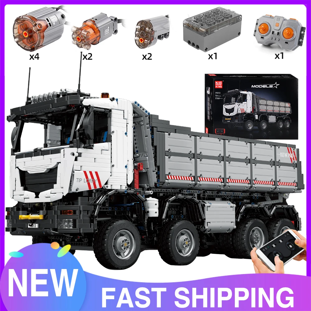 Mould King 19013 Technical Car Toys The MOC-5287 Motorized Dump Truck 8x8 Car Model Assembly Building Block Kids Christmas Gift