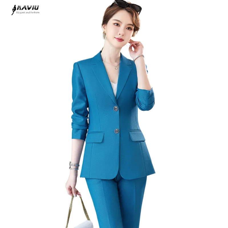 Naviu – costume deux pièces pour femme, ensemble formel de haute qualité, Blazer et pantalon inclus, vêtements de travail pour le bureau