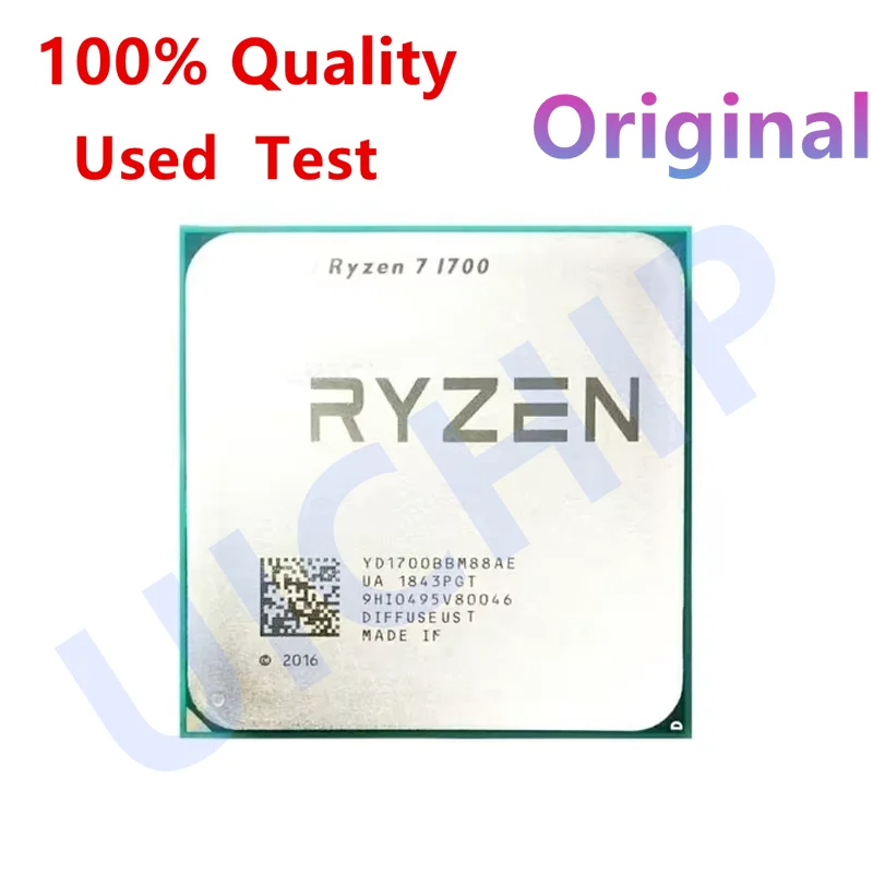 100% Original Ryzen 7 1700 R7 1700 3.0 GHz Eight-Core Sixteen-Thread CPU Processor 65W YD1700BBM88AE Socket AM4