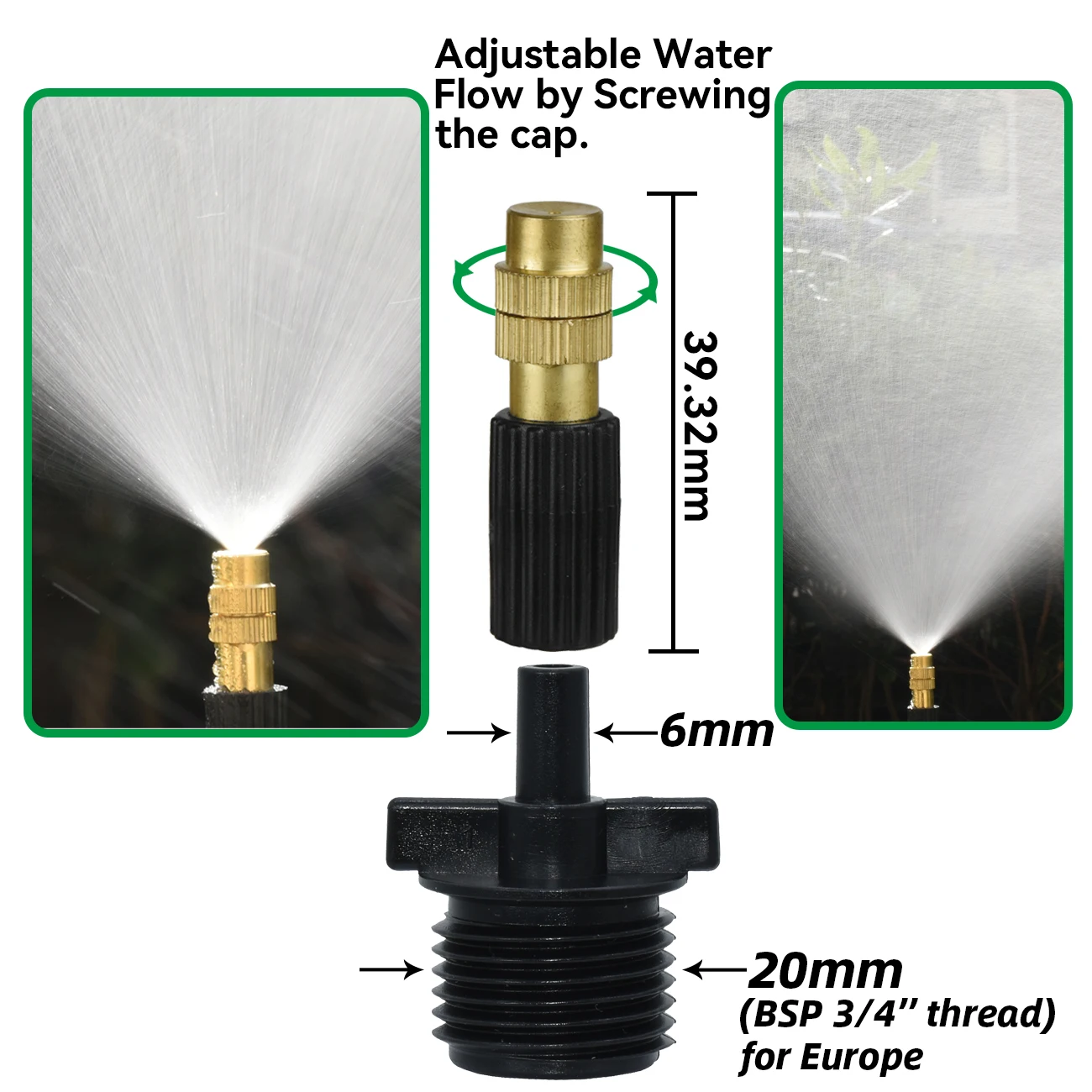 KESLA-boquilla de latón para riego por microgoteo, rociador de enfriamiento por pulverización de jardín con conector para plantas de riego, 6 tipos,