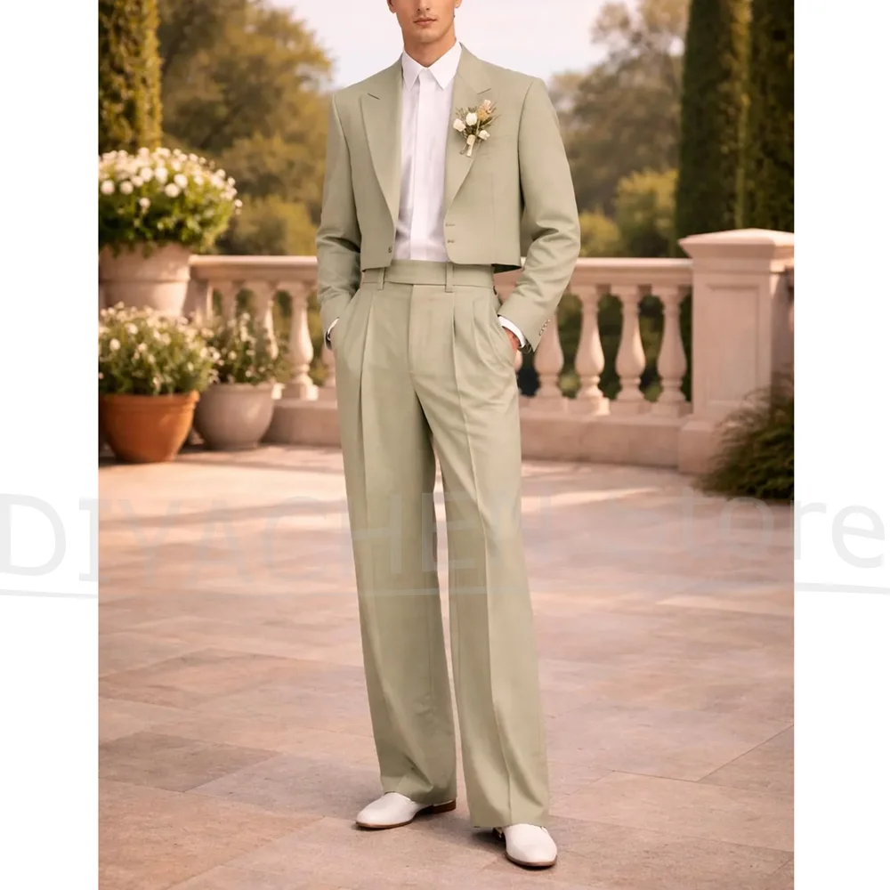 

Mens 2 Piece Suit Formal Wedding Party Groom Outfit For Men Chic Peak Lapel Single Breasted Solid Color Tuxedo (Blazer+Pants)