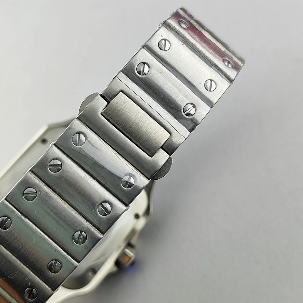 Orologio NH35 con cassa quadrata, orologio da uomo con fibbia pieghevole, quadrante romano S, orologio meccanico in acciaio inossidabile, adatto al movimento NH35