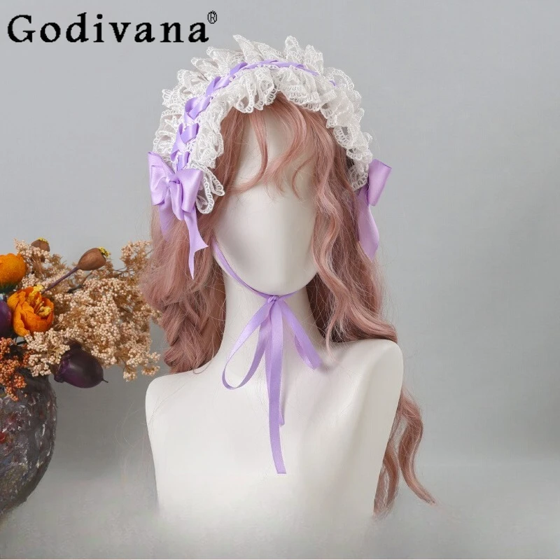 

Japanese Fresh Lolita Headband Female Lolita Original Design Hair Accessories Women's Lace Bow Versatile Sweet Hairband