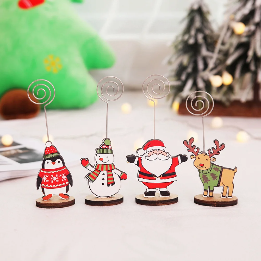 

Christmas Holder Snowman Design Photo Clip Flat Base Xmas Party Card Note Clip Desktop Ornament Christmas Holder