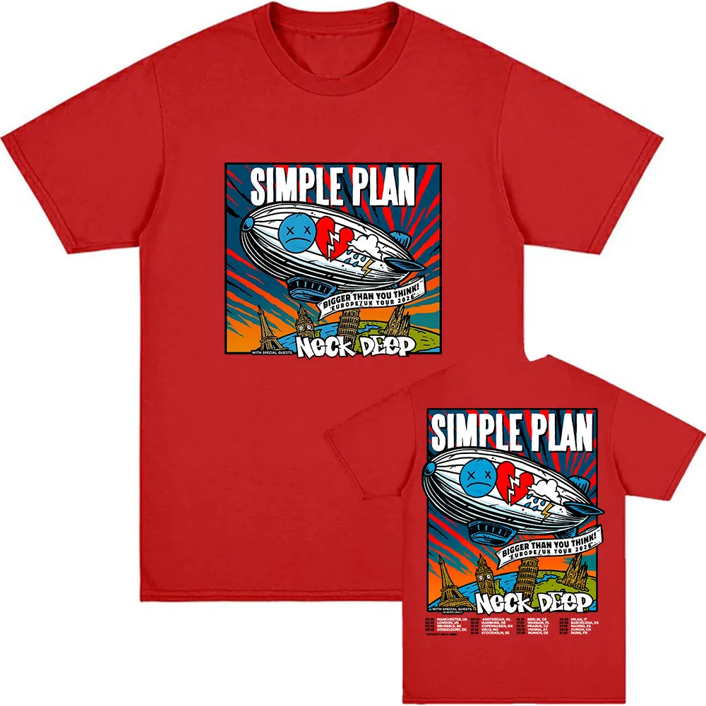 Bigger Than You Think! Tour2026 T-shirt Simple Plan Band Heavy Mental Tshirts Cotton Summer Unisex Streetwear Short Sleeve Tops