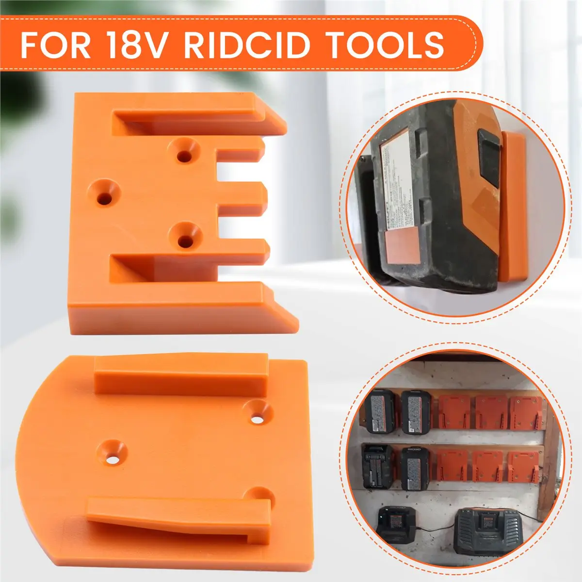 Budget-Friendly-8-Pack Battery Wall Mount Holder & Drill Tool Mount - for 18V Li-Ion Drill,Work Van,Shelf,Toolbox,with 20 Screws