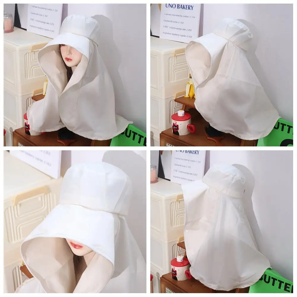 Foldable Wide Brim Shawl Fisherman Hat UV Anti Neck Protection Mountaineering Hat Ponytail Cap Sunscreen Women Sun Hat Travel