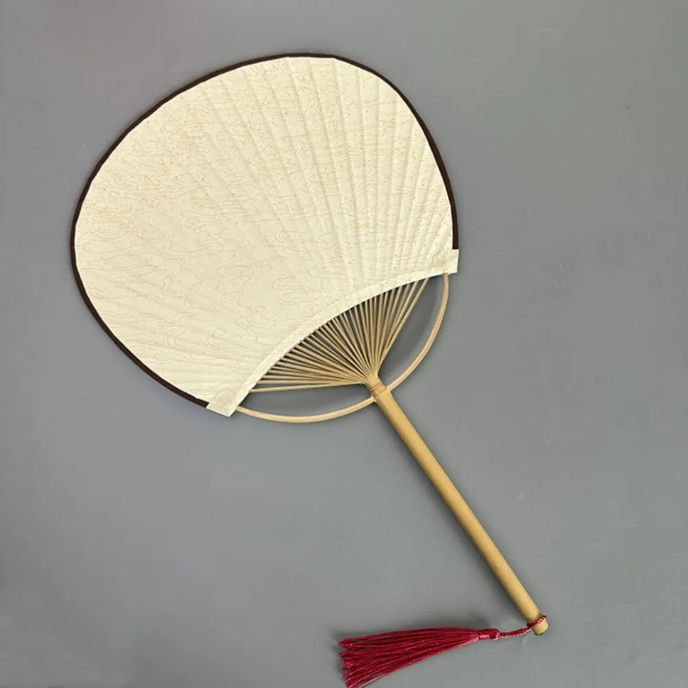 New Creative Vintage Hand Painted Fan Paper with Tassels Blank Hand Fan Room Decorations Bamboo Handle DIY Fan Gift