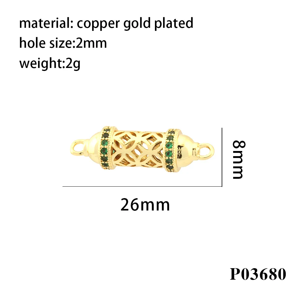 DIY Gold-Plated Hollowed-out Vntage Cylinder Necklace Accessories AAA Micro-pave Zircon CZ For Bracelet Makings