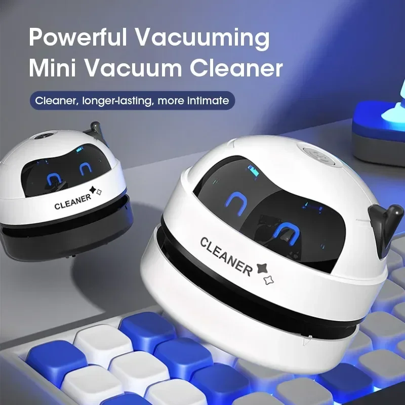 Mini Desktop Vacuum Cleaner Handheld USB Rechargeable Cordless Office Home Desk Sweeper For Keyboard Crumbs Dust Cleaning
