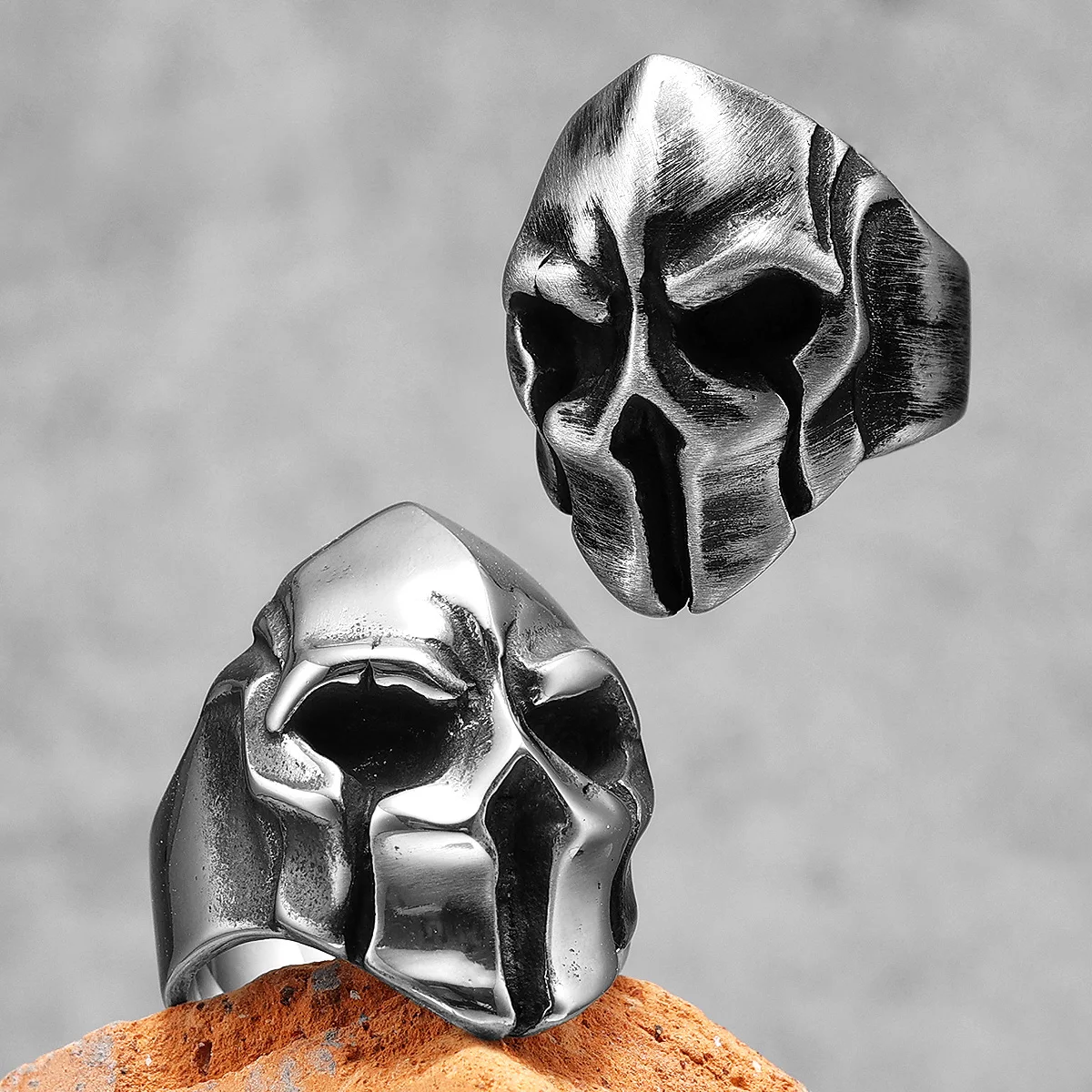 Stainless Steel Men Rings Spartan Helmet Warrior Skull Punk Rock Gothic for Biker Male Boy Jewelry Creativity Gift Wholesale